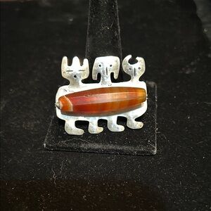 Michelle Delong artisan brooch with Red Stone